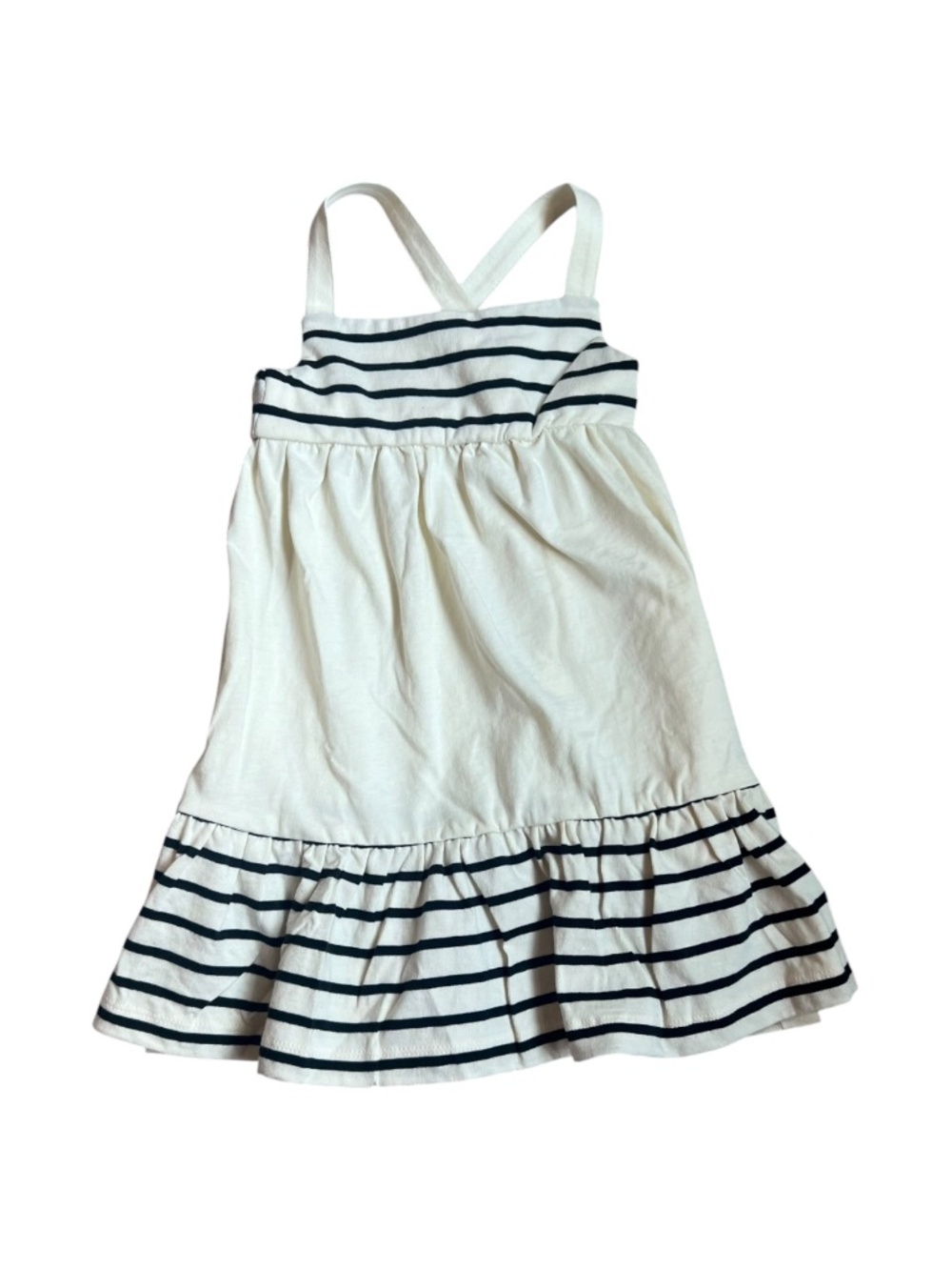 Hanna Andersson Ecru & Black Stripe Pocket Dress 3T NWOT 100% Cotton